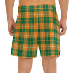 Irish Themed Plaid Pattern Print Men's Split Running Shorts