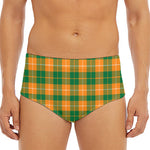 Irish Themed Plaid Pattern Print Men's Triangle Swim Briefs
