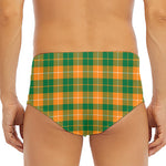 Irish Themed Plaid Pattern Print Men's Triangle Swim Briefs