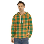 Irish Themed Plaid Pattern Print Men's Velvet Pullover Hoodie