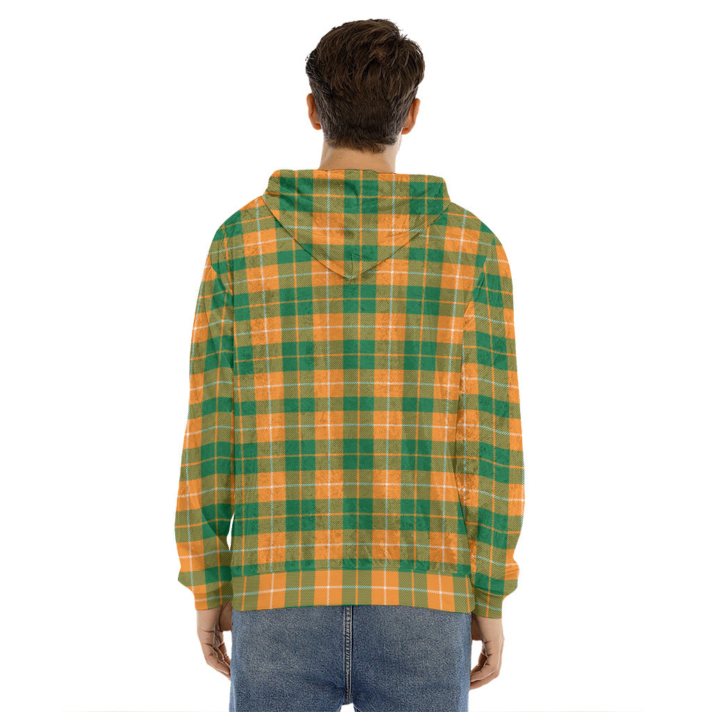 Irish Themed Plaid Pattern Print Men's Velvet Pullover Hoodie