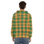 Irish Themed Plaid Pattern Print Men's Velvet Pullover Hoodie
