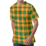 Irish Themed Plaid Pattern Print Men's Velvet T-Shirt