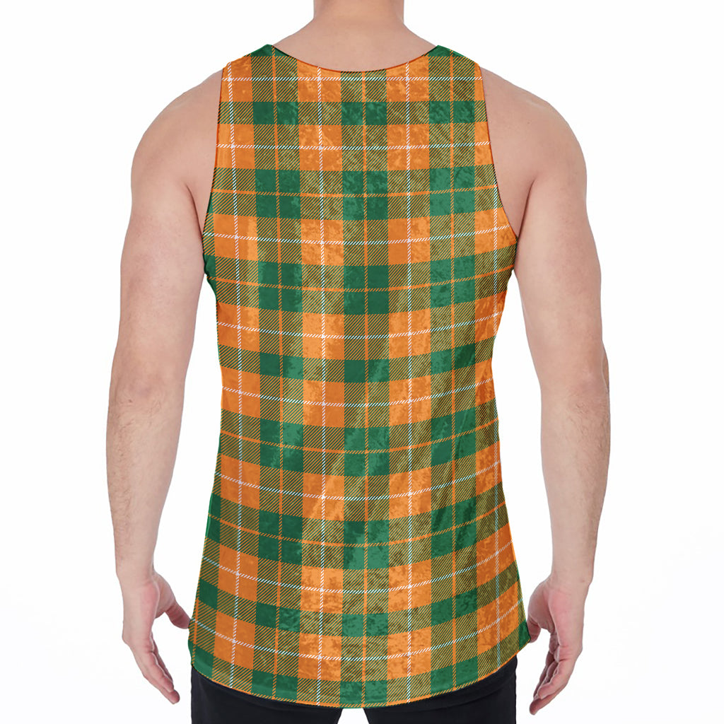 Irish Themed Plaid Pattern Print Men's Velvet Tank Top