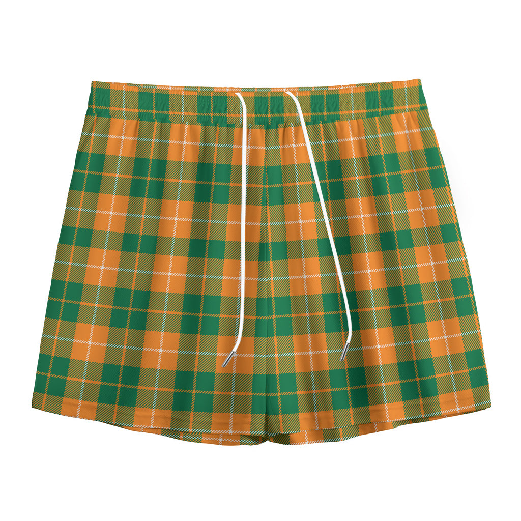Irish Themed Plaid Pattern Print Mesh Shorts