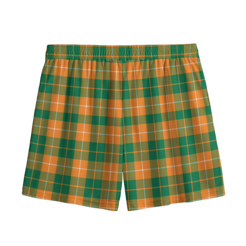 Irish Themed Plaid Pattern Print Mesh Shorts