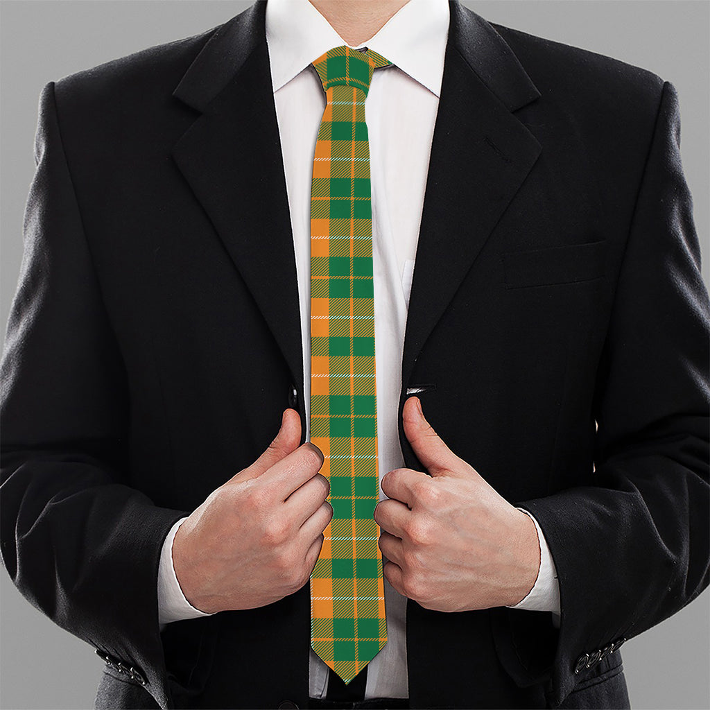 Irish Themed Plaid Pattern Print Necktie