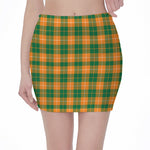 Irish Themed Plaid Pattern Print Pencil Mini Skirt