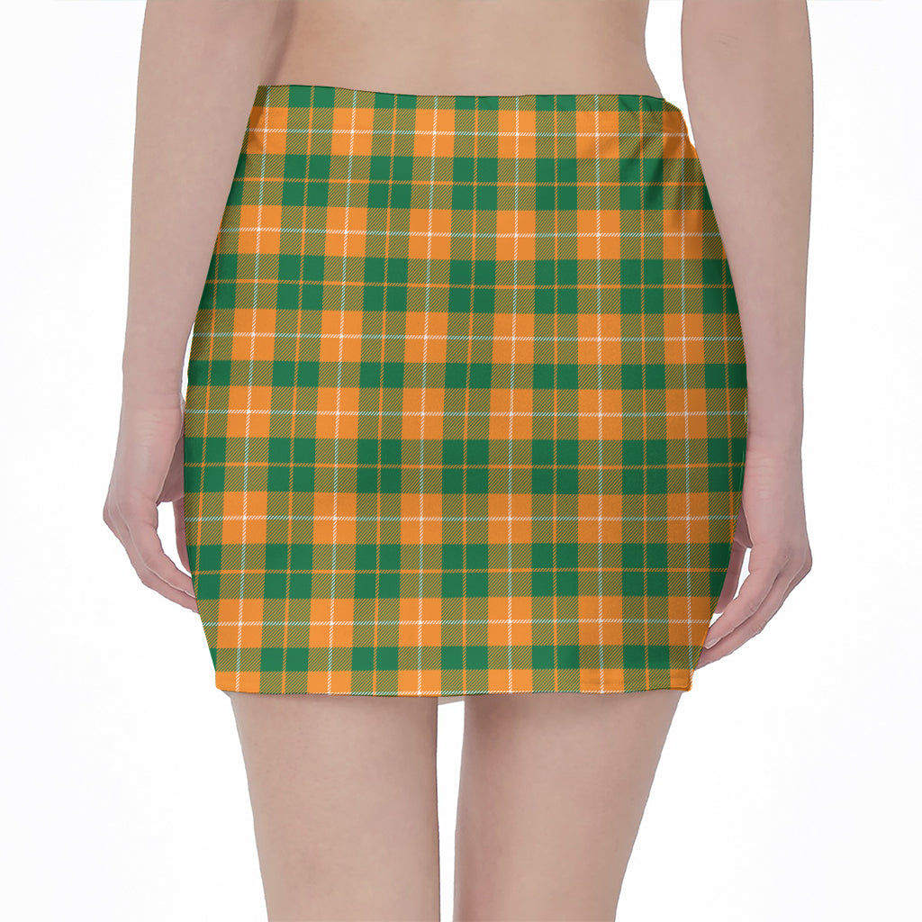Irish Themed Plaid Pattern Print Pencil Mini Skirt