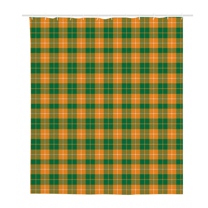 Irish Themed Plaid Pattern Print Polyester Shower Curtain