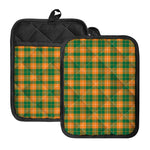 Irish Themed Plaid Pattern Print Pot Holders With Pocket
