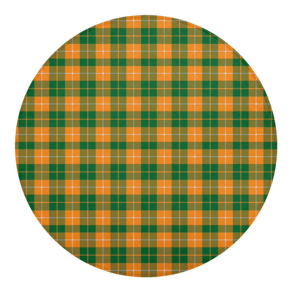 Irish Themed Plaid Pattern Print Round Blanket