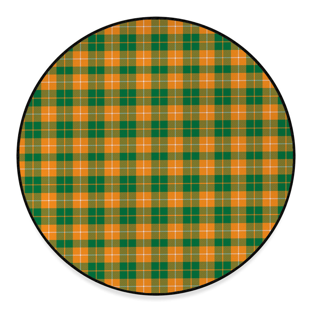 Irish Themed Plaid Pattern Print Round Floor Mat