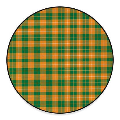 Irish Themed Plaid Pattern Print Round Floor Mat