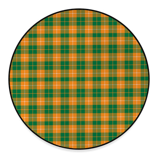 Irish Themed Plaid Pattern Print Round Floor Mat