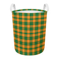 Irish Themed Plaid Pattern Print Round Laundry Basket