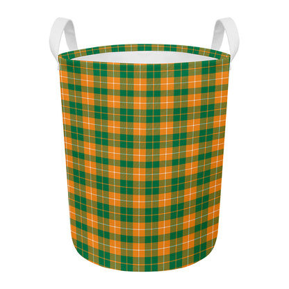 Irish Themed Plaid Pattern Print Round Laundry Basket