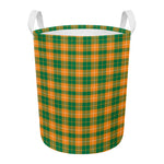 Irish Themed Plaid Pattern Print Round Laundry Basket