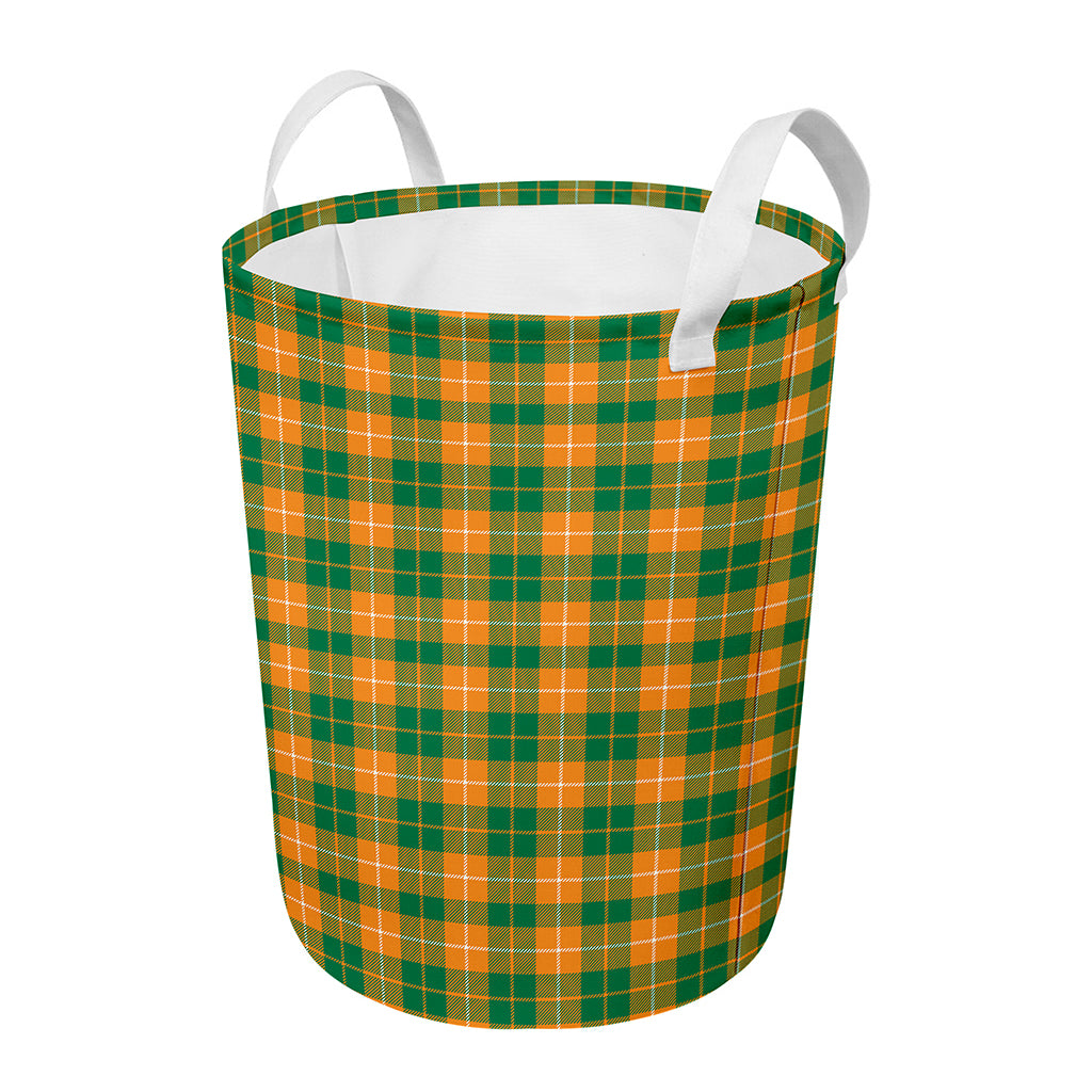 Irish Themed Plaid Pattern Print Round Laundry Basket
