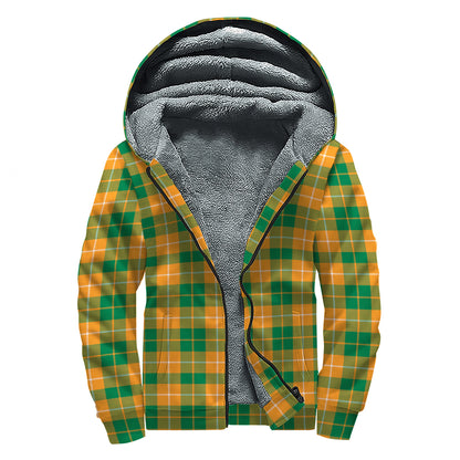 Irish Themed Plaid Pattern Print Sherpa Lined Zip Up Hoodie