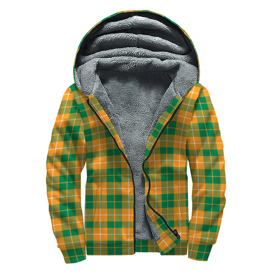 Irish Themed Plaid Pattern Print Sherpa Lined Zip Up Hoodie
