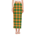 Irish Themed Plaid Pattern Print Side Slit Maxi Skirt