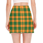 Irish Themed Plaid Pattern Print Side Slit Mini Skirt