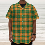 Irish Themed Plaid Pattern Print Textured Short Sleeve Shirt