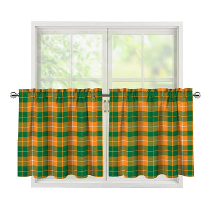 Irish Themed Plaid Pattern Print Tier Curtains