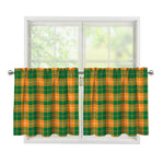Irish Themed Plaid Pattern Print Tier Curtains