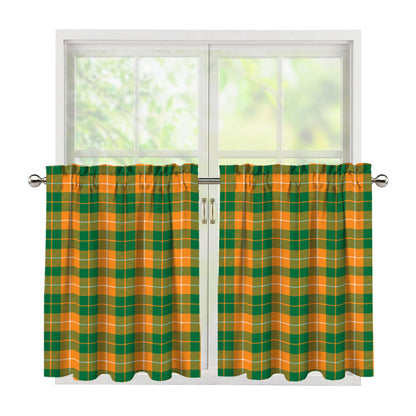 Irish Themed Plaid Pattern Print Tier Curtains