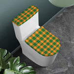 Irish Themed Plaid Pattern Print Toilet Lid And Tank Cover Set