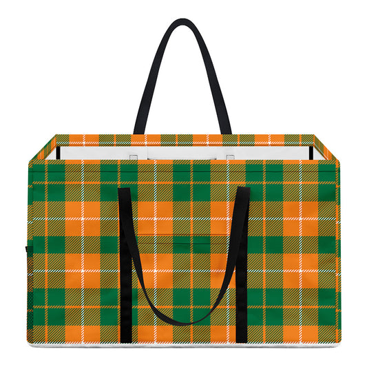 Irish Themed Plaid Pattern Print Utility Tote Bag