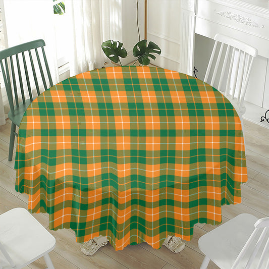 Irish Themed Plaid Pattern Print Waterproof Round Tablecloth