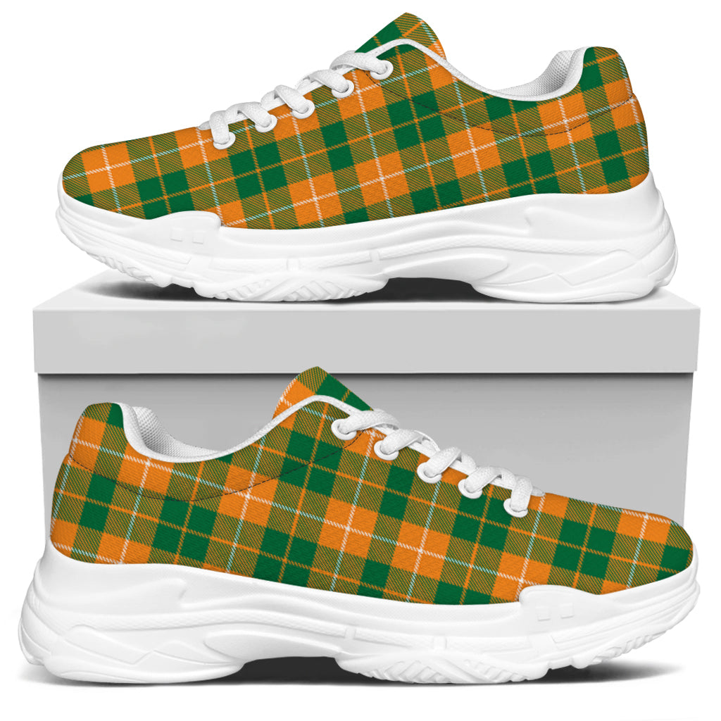 Irish Themed Plaid Pattern Print White Chunky Shoes