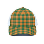 Irish Themed Plaid Pattern Print White Mesh Trucker Cap