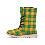 Irish Themed Plaid Pattern Print Winter Boots
