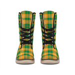Irish Themed Plaid Pattern Print Winter Boots