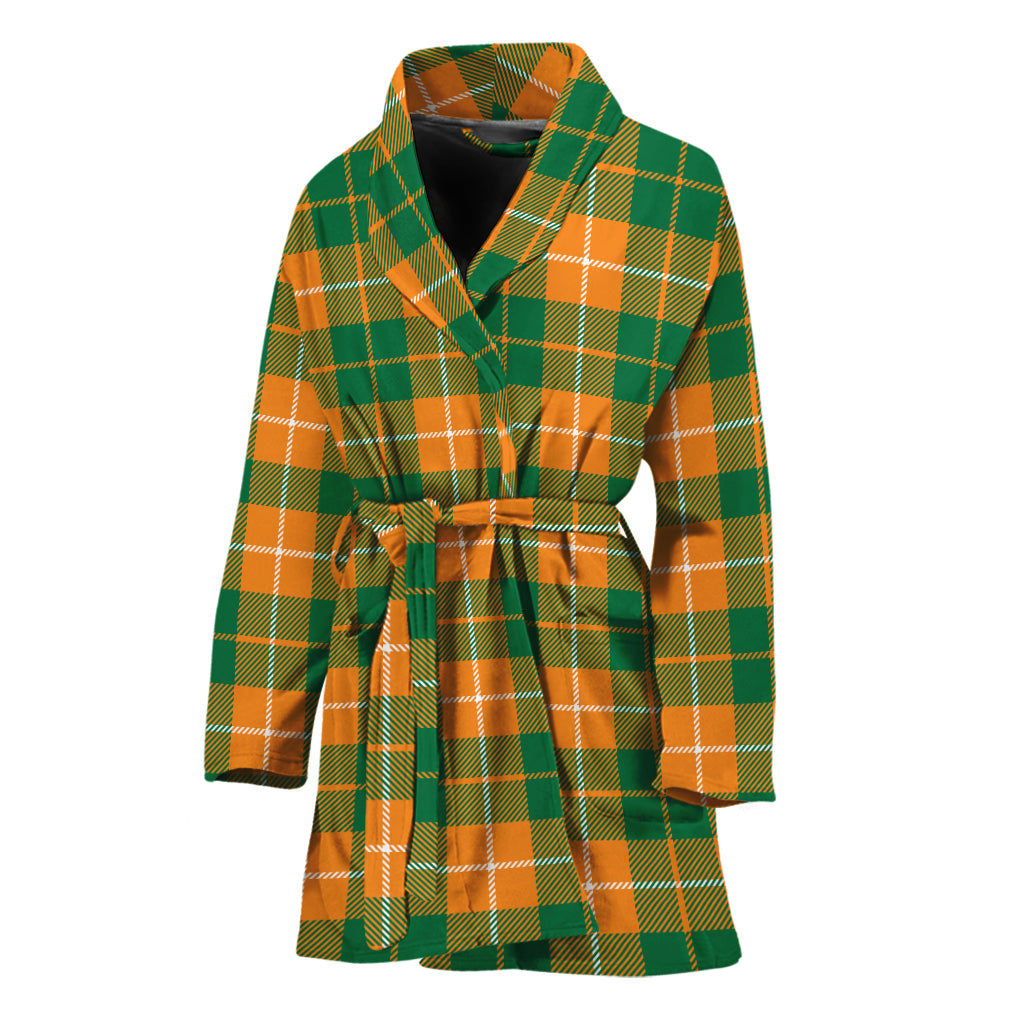 Irish Themed Plaid Pattern Print Women's Bathrobe