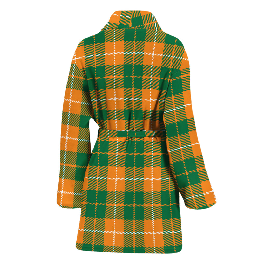 Irish Themed Plaid Pattern Print Women's Bathrobe