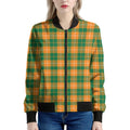 Irish Themed Plaid Pattern Print Women's Bomber Jacket
