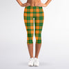 Irish Themed Plaid Pattern Print Women's Capri Leggings