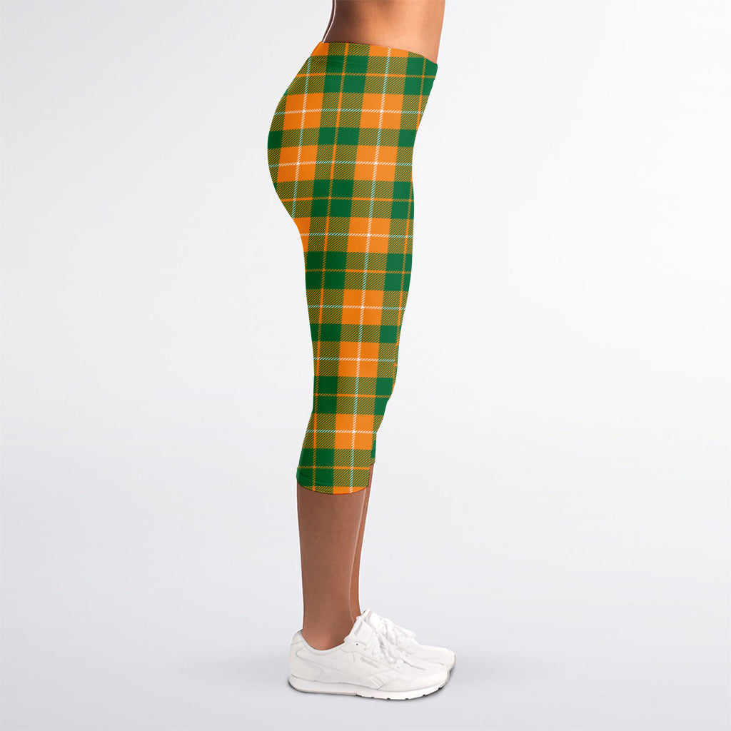 Irish Themed Plaid Pattern Print Women's Capri Leggings