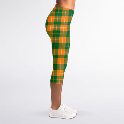 Irish Themed Plaid Pattern Print Women's Capri Leggings