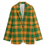 Irish Themed Plaid Pattern Print Women's Cotton Blazer