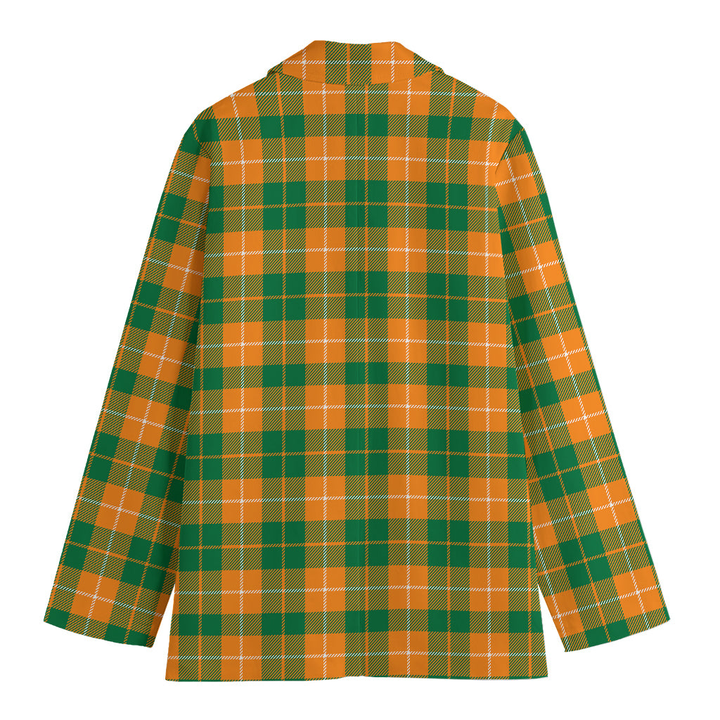 Irish Themed Plaid Pattern Print Women's Cotton Blazer