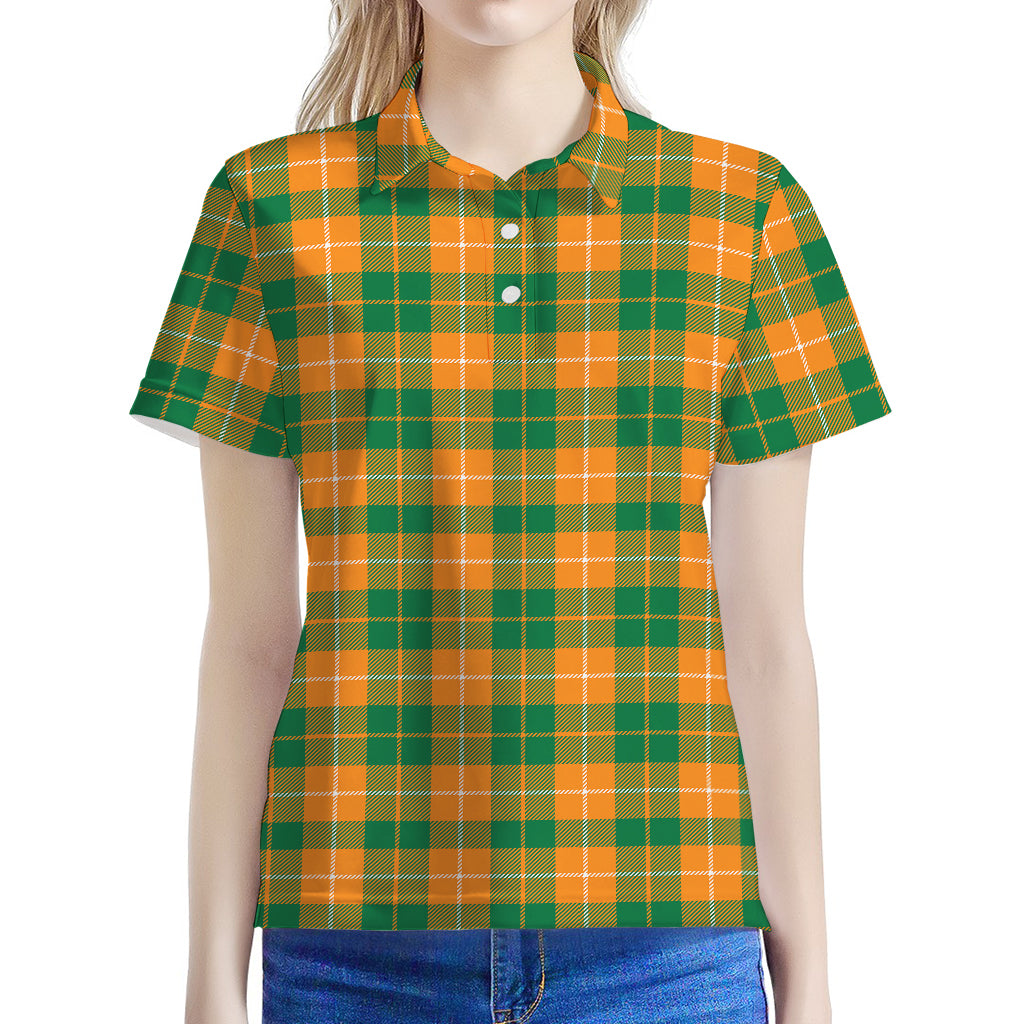 Irish Themed Plaid Pattern Print Women's Polo Shirt