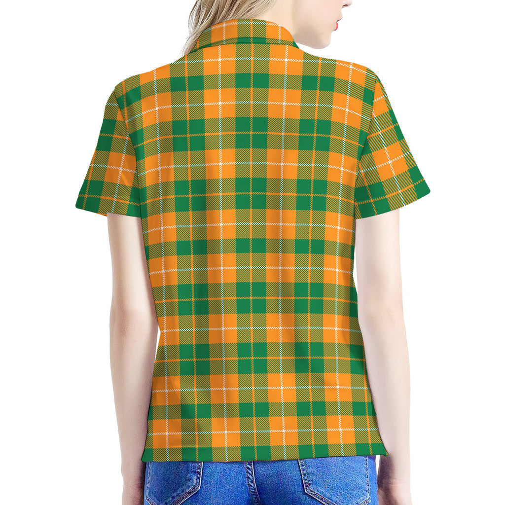 Irish Themed Plaid Pattern Print Women's Polo Shirt