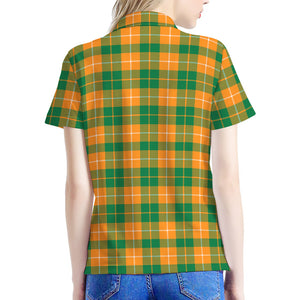 Irish Themed Plaid Pattern Print Women's Polo Shirt