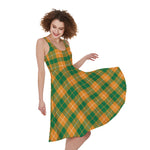 Irish Themed Plaid Pattern Print Women's Sleeveless Dress